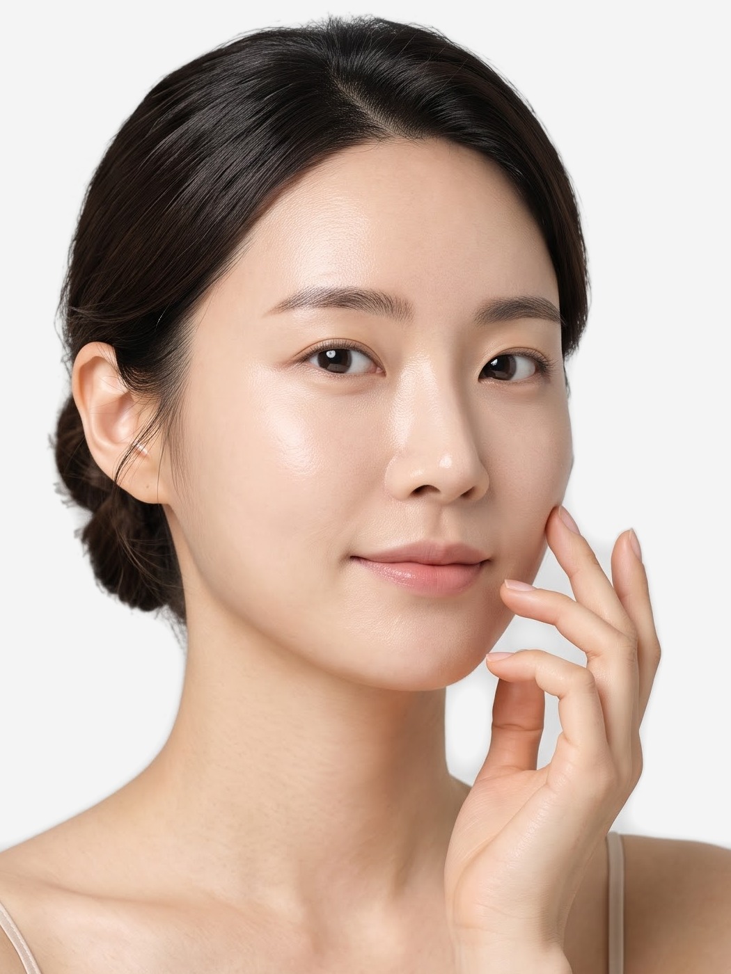 なめらかな肌の女性が頬に手を添えている、トリフィルプロのイメージ